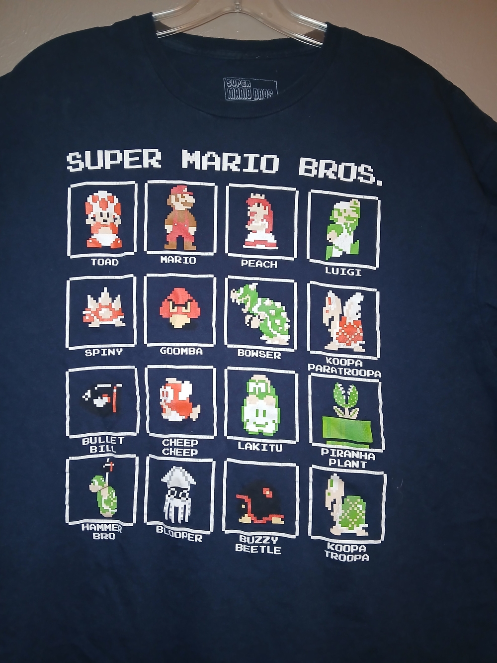 Nintendo Navy Super Mario Bros. Pixel Character Tee XL